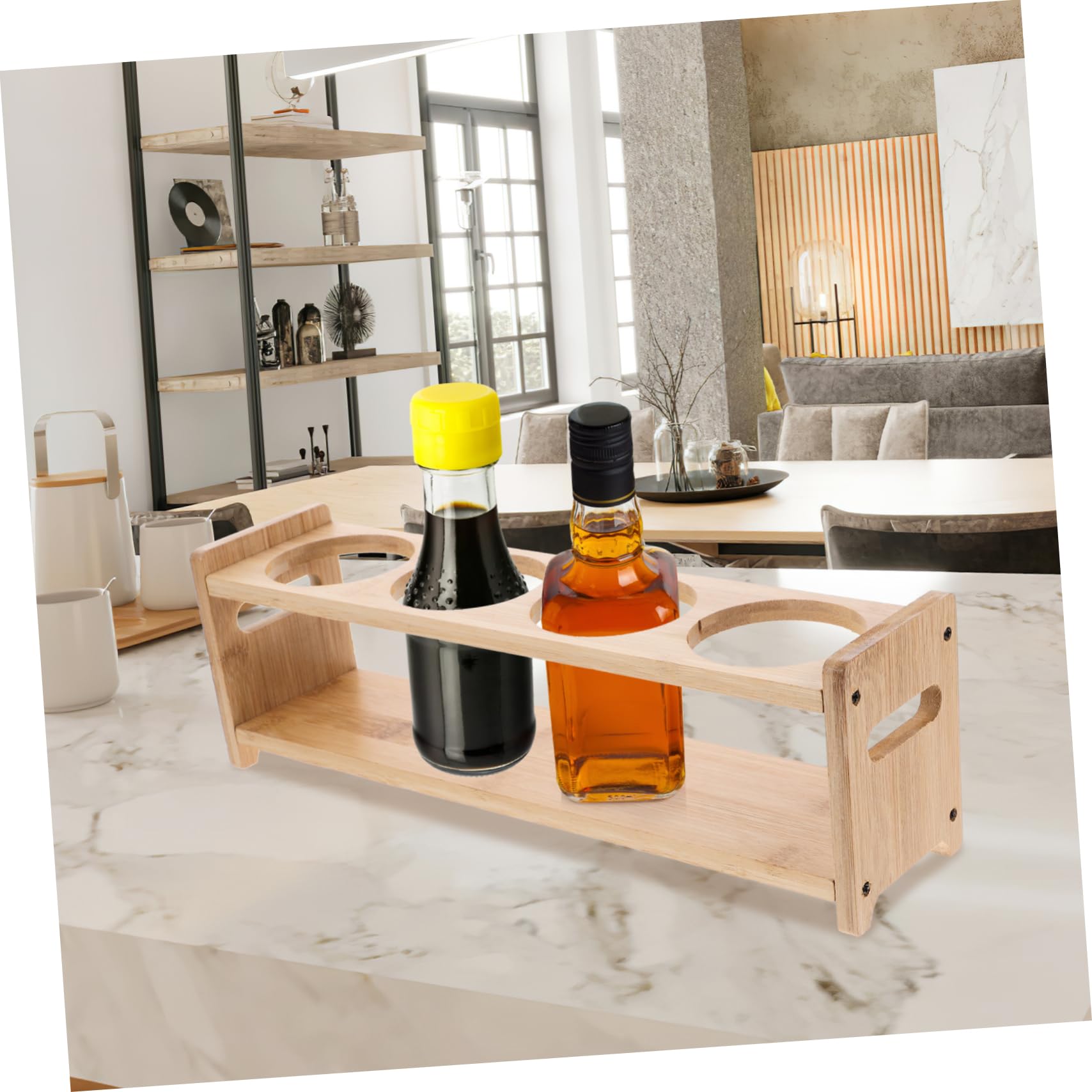 Amazon｜Cabilock スパイスラック木製調味料瓶4穴調味料ボトル